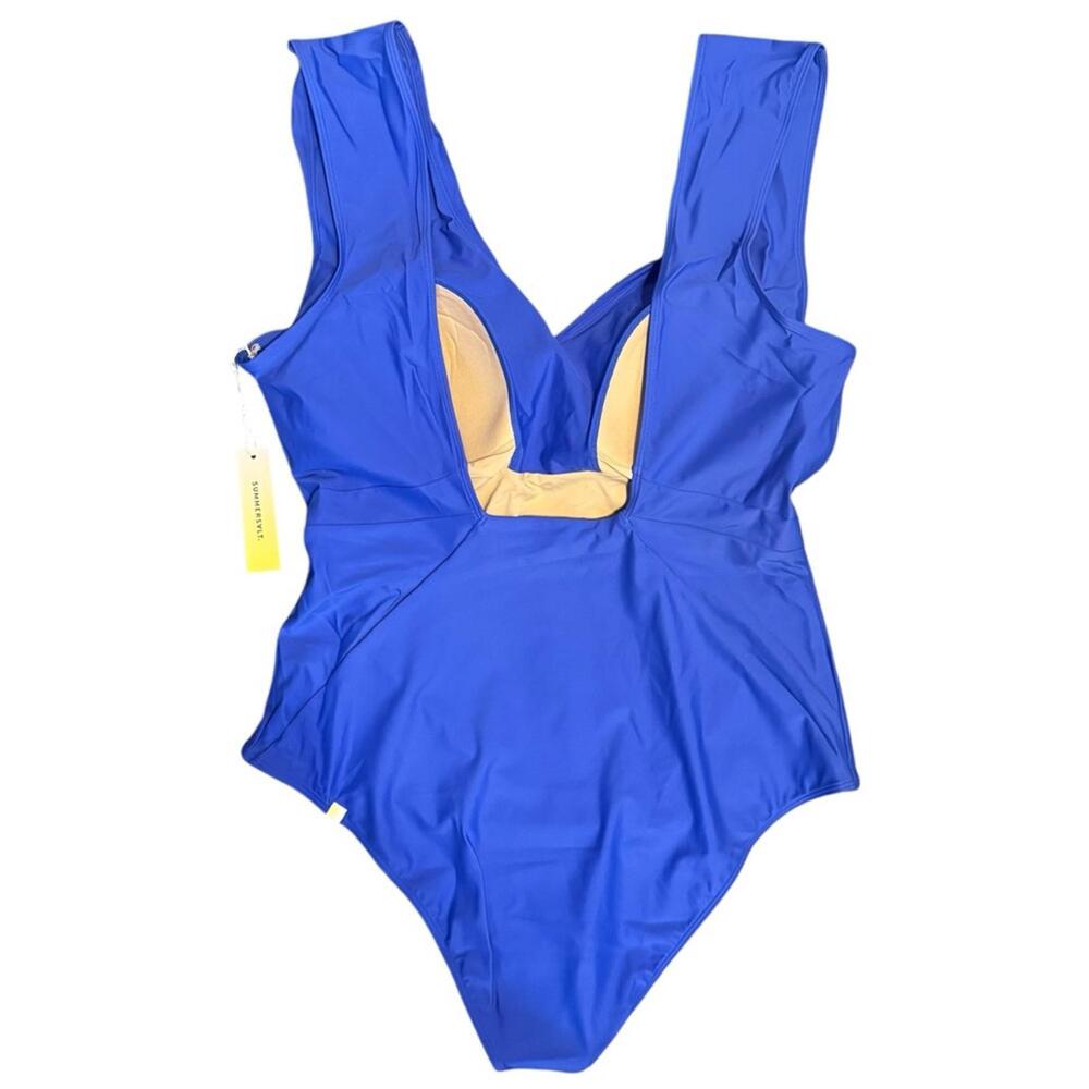 Summersalt The Ruched Backflip One-Piece Swimsuit Blue Hydrangea Plus Size 22 - Picture 5 of 6